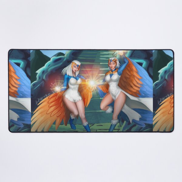 2 Twins Witches Heroes In Fantasy World Desk Mat