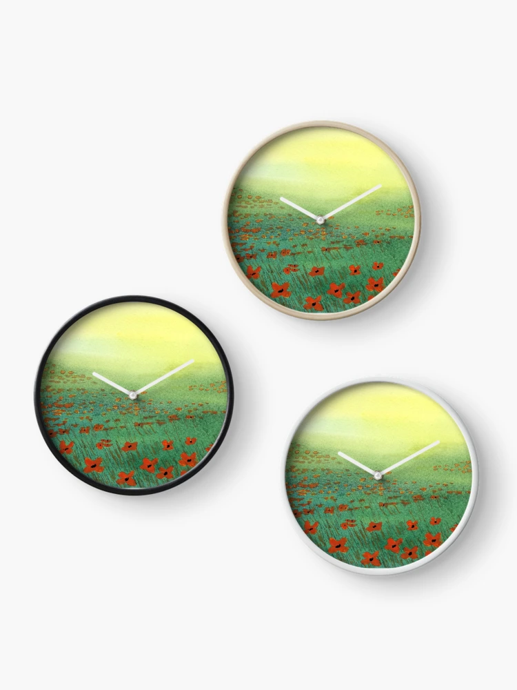 Thumbnail 3 of 4, Clock, Poppy Field designed and sold by Pat Elliott.