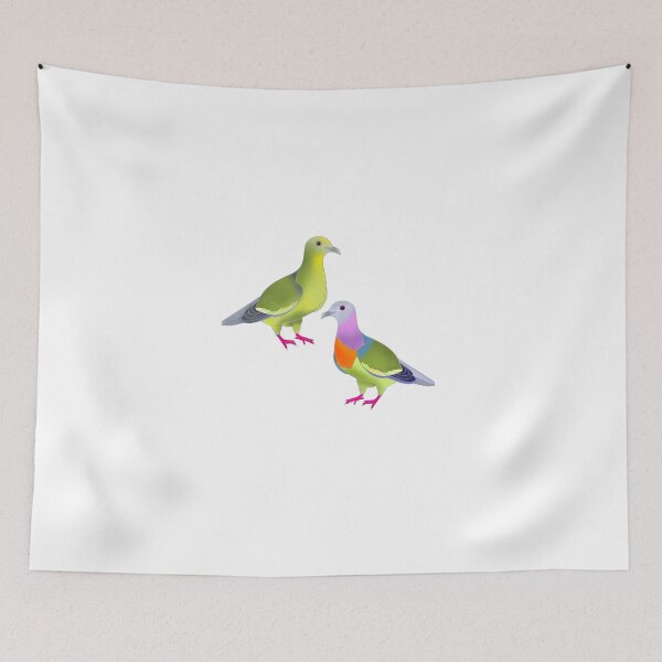 Item preview, A pair of pink-necked green pigeons, birds of southeast Asia, Rainbow pigeon. designed and sold by Naty Design Prague.