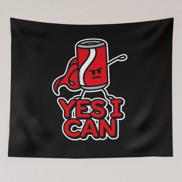 Item preview, Yes I can, funny Super Hero & funny kids food puns Cola can designed and sold by LaundryFactory.