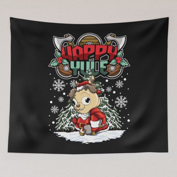 Item preview, Happy Yule Viking Pug Dog designed and sold by ClamenTaon.