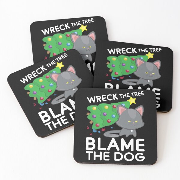 Item preview, Wreck the Tree Blame the Dog Funny Naughty Christmas Cat  designed and sold by dass-art.