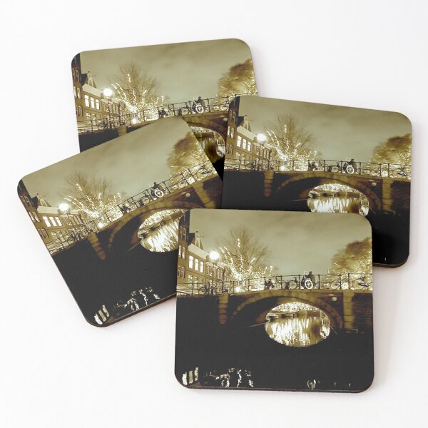 Item preview,  Amsterdam canal, canal houses at night. designed and sold by Noel Ali ⭐⭐⭐⭐⭐.