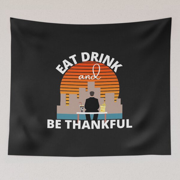 Item preview, Eat Drink and be Thankful (Lonely man with snacks) designed and sold by UnboundFull.