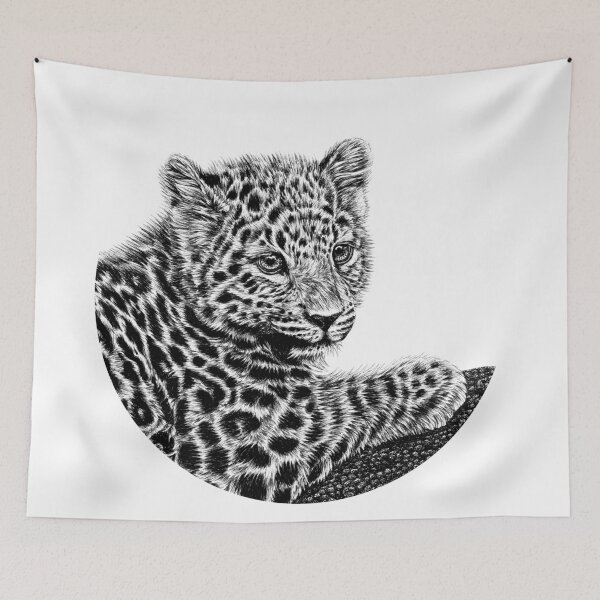 Item preview, Amur leopard cub circle designed and sold by LorenDowding.