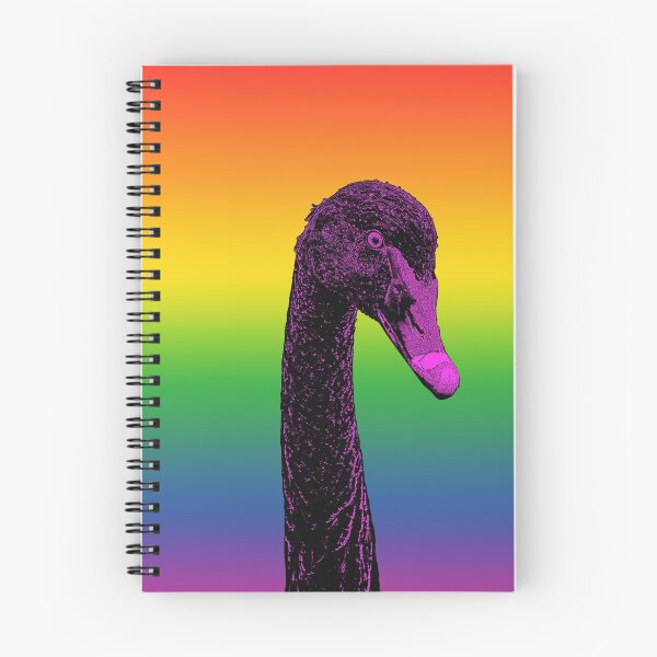 Item preview, Black and pink swan with a Rainbow Background designed and sold by Manimal-Merch.