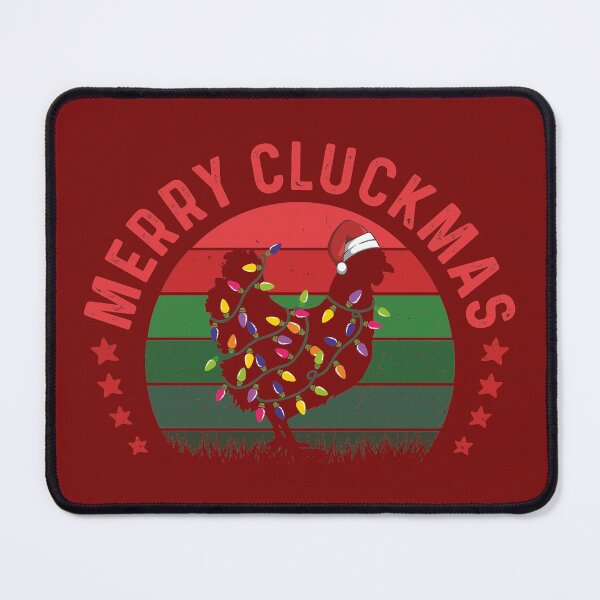 Item preview, Cute Funny MERRY CLUCKMAS Retro Sunset Chicken Wrapped in Christmas Lights Wearing Santa Hat Chicken Christmas Pun designed and sold by zenturtlemerch.