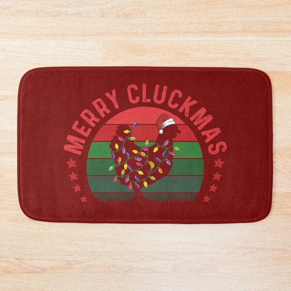 Item preview, Cute Funny MERRY CLUCKMAS Retro Sunset Chicken Wrapped in Christmas Lights Wearing Santa Hat Chicken Christmas Pun designed and sold by zenturtlemerch.