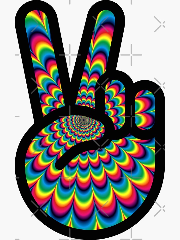 Thumbnail 3 of 3, Sticker, Psychedelic Peace Out designed and sold by thesmokeydogs.