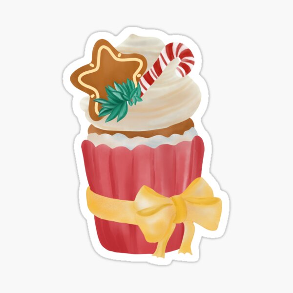 Premium Vector  Christmas cute colorful cupcake sticker with berry