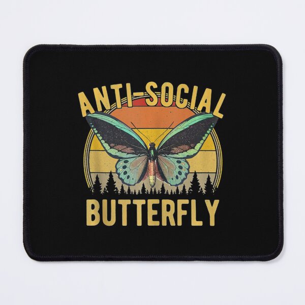 Item preview, Anti Social Butterfly Introvert Meme Retro Vintage Sunset designed and sold by Krauseshop.