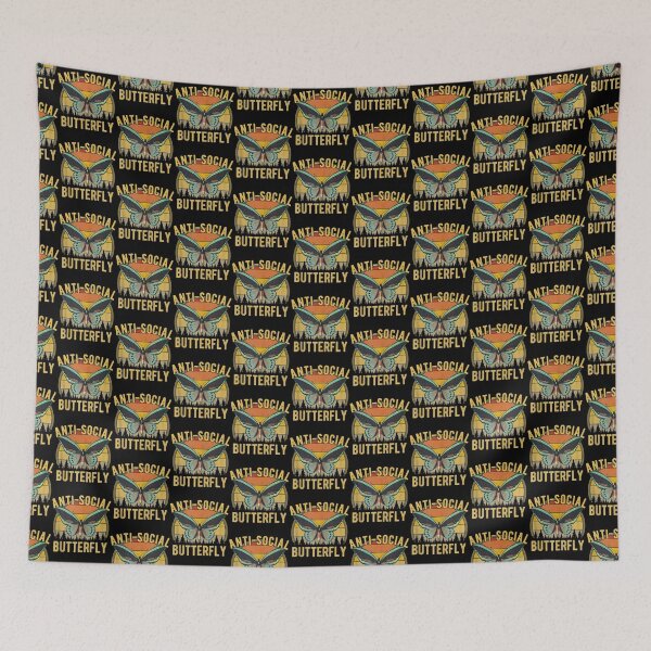 Item preview, Anti Social Butterfly Introvert Meme Retro Vintage Sunset   designed and sold by Krauseshop.