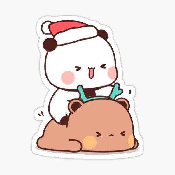 Panda und Brownie-Bären-Paar ,,frohe Weihnachten Sticker