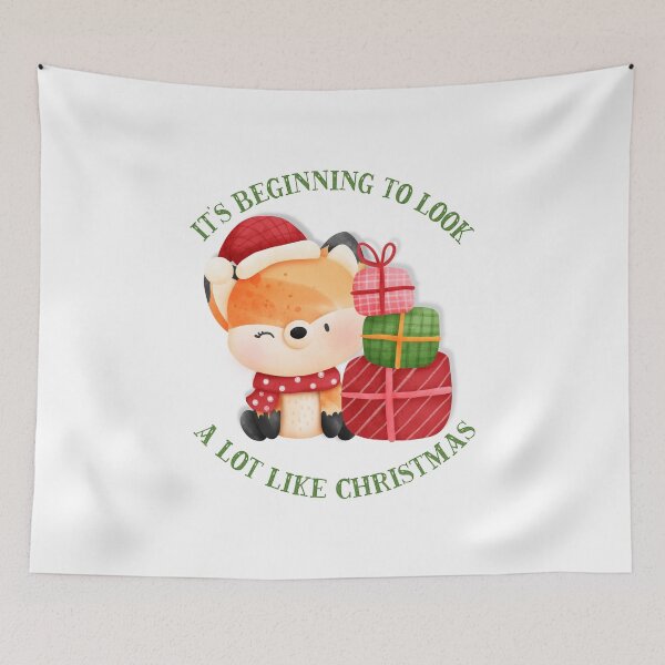 Item preview, Cute Fox Wearing Santa Hat and Christmas Gifts designed and sold by JanesCreations.