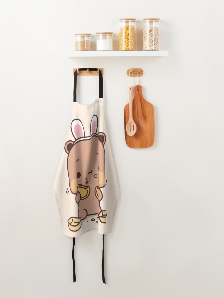 Alternate view of mochi brownie bear and baby panda Apron