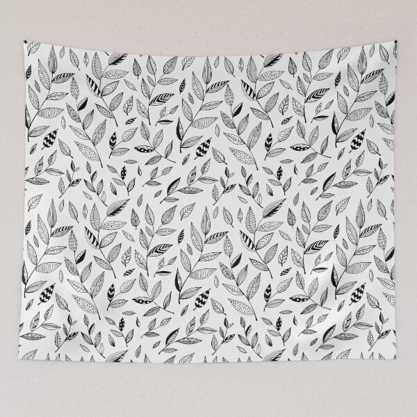 Item preview, Leaves with black and white stylish pattern designed and sold by LenaSfinks.