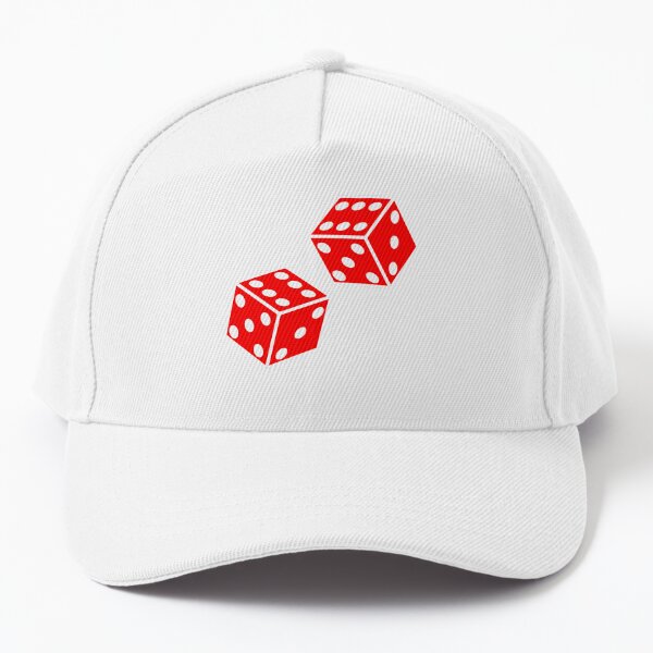 LUCKY. DOUBLE SIX. DICE, RED DICE, Throw the Dice, Casino, Game, Gamble, CRAPS, on BLACK. Baseball Cap