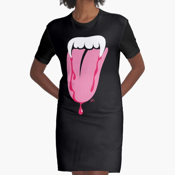 Bite Your Tongue Graphic T-Shirt Dress