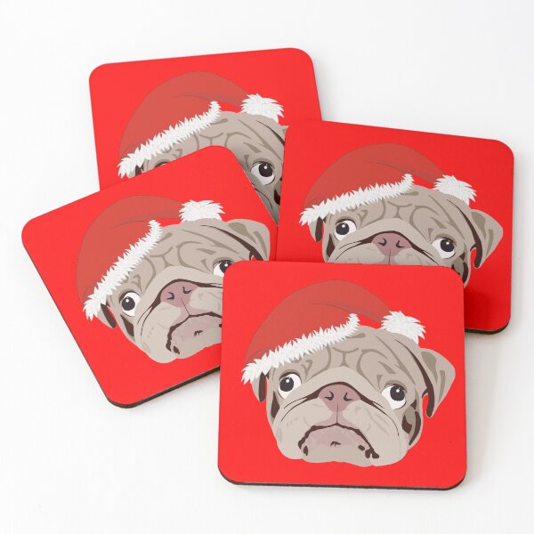 Item preview, Christmas Pug wearing Santa Hat designed and sold by DesignsBySaxton.