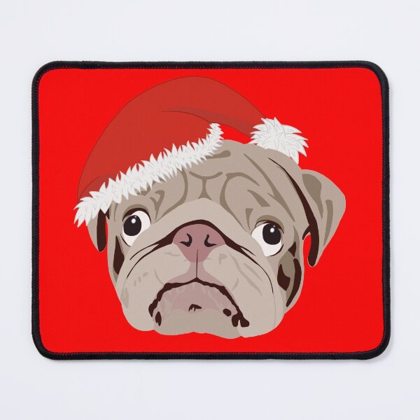 Item preview, Christmas Pug wearing Santa Hat designed and sold by DesignsBySaxton.