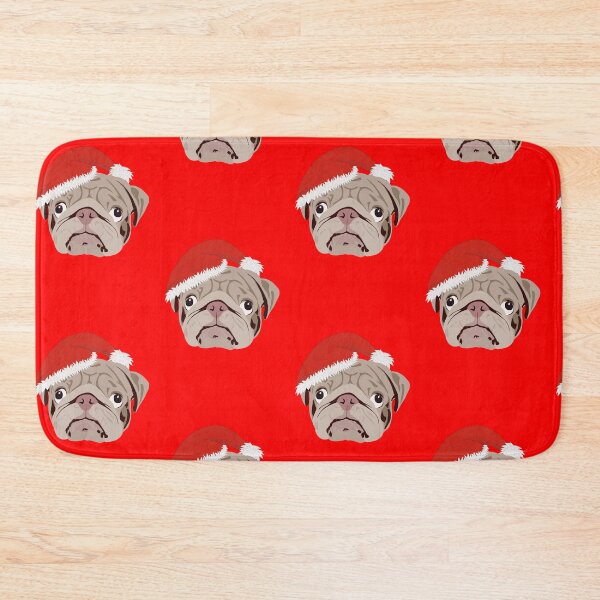 Item preview, Christmas Pug wearing Santa Hat designed and sold by DesignsBySaxton.