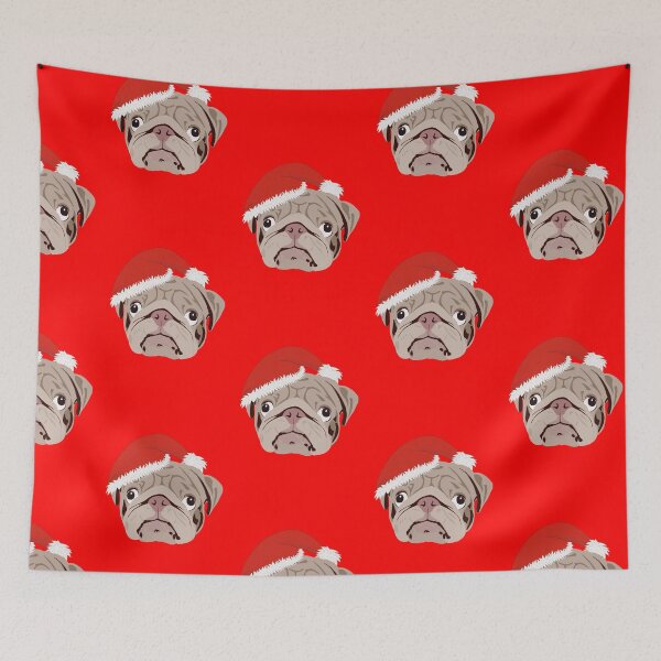 Item preview, Christmas Pug wearing Santa Hat designed and sold by DesignsBySaxton.