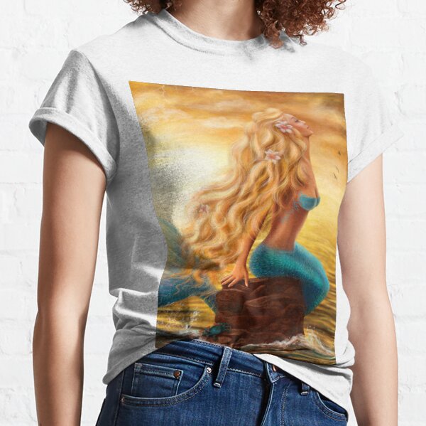 Mermaid at sunset in the sea Classic T-Shirt