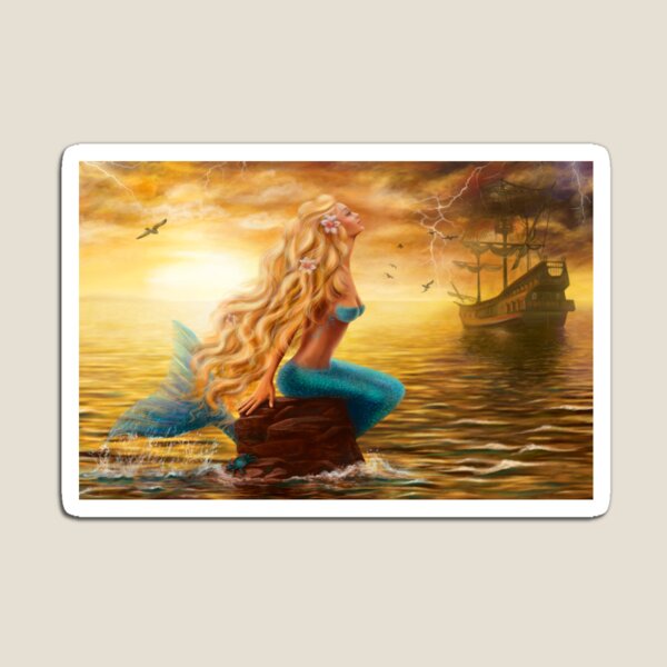 Mermaid at sunset in the sea Magnet