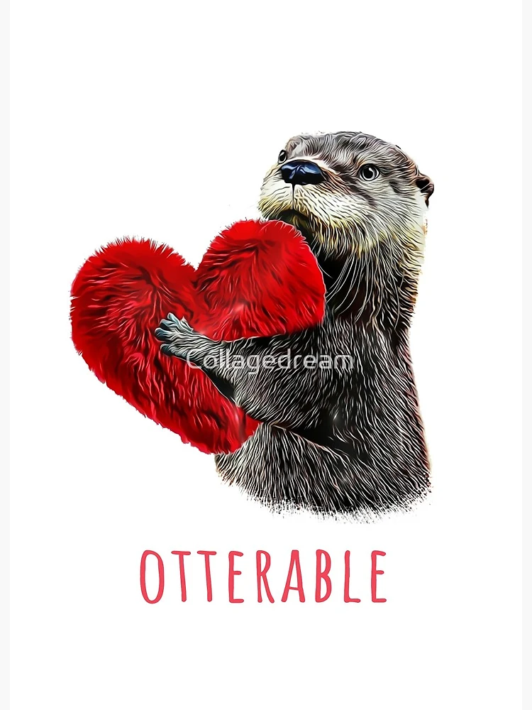 Otter and love, sweet red heart Leggings for Sale by Collagedream