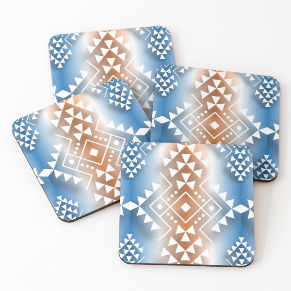 Item preview, White / Brown / Blue Gradient Geometric Native Print designed and sold by JMWCD.