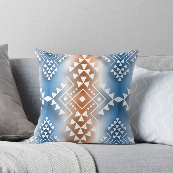 Item preview, White / Brown / Blue Gradient Geometric Native Print designed and sold by JMWCD.