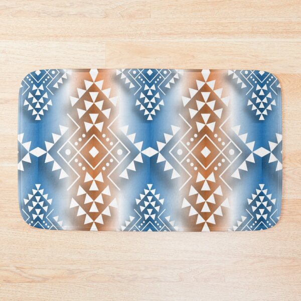 Item preview, White / Brown / Blue Gradient Geometric Native Print designed and sold by JMWCD.