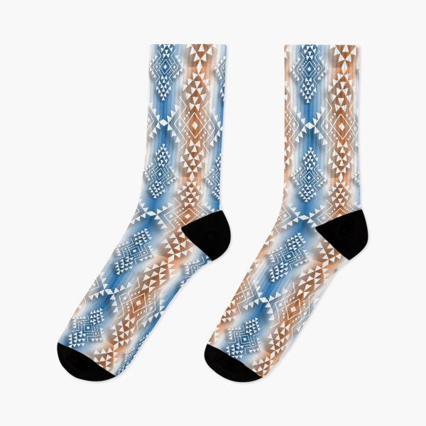 Item preview, White / Brown / Blue Gradient Geometric Native Print designed and sold by JMWCD.