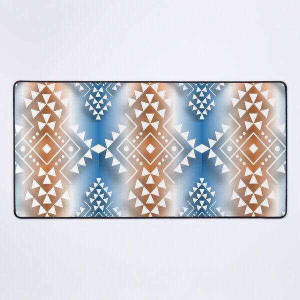 Item preview, White / Brown / Blue Gradient Geometric Native Print designed and sold by JMWCD.