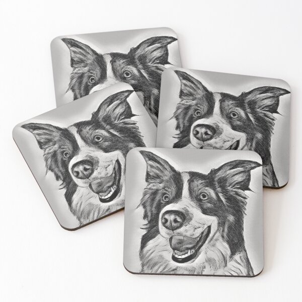 Item preview, Border Collie Black and White with Grey - Hand drawn design designed and sold by LizTodd.