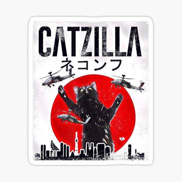 Item preview, Vintage Catzilla Japanese Sunset Style Cat Kitten Love designed and sold by SelinaBerge.