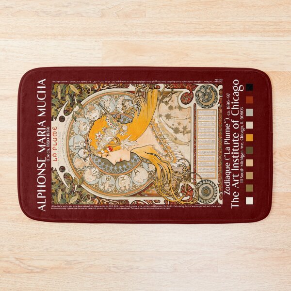 Item preview, Zodiaque or La Plume by Alphonse Maria Mucha - Retro Zodiac Astrology Signs Art Print designed and sold by AesthetesLegacy.