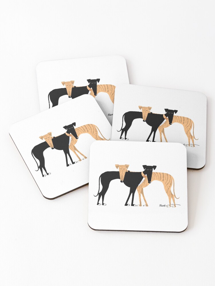 Thumbnail 1 of 5, Coasters (Set of 4), Head Rest Brindle Hound: designed and sold by RichSkipworth.