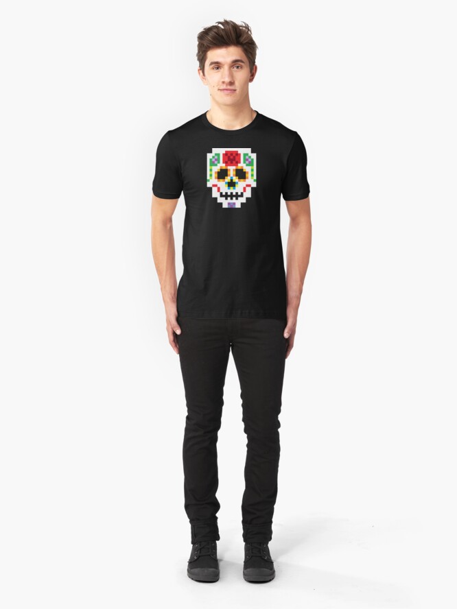 Alternate view of 8-Bit Sugar Skull Slim Fit T-Shirt