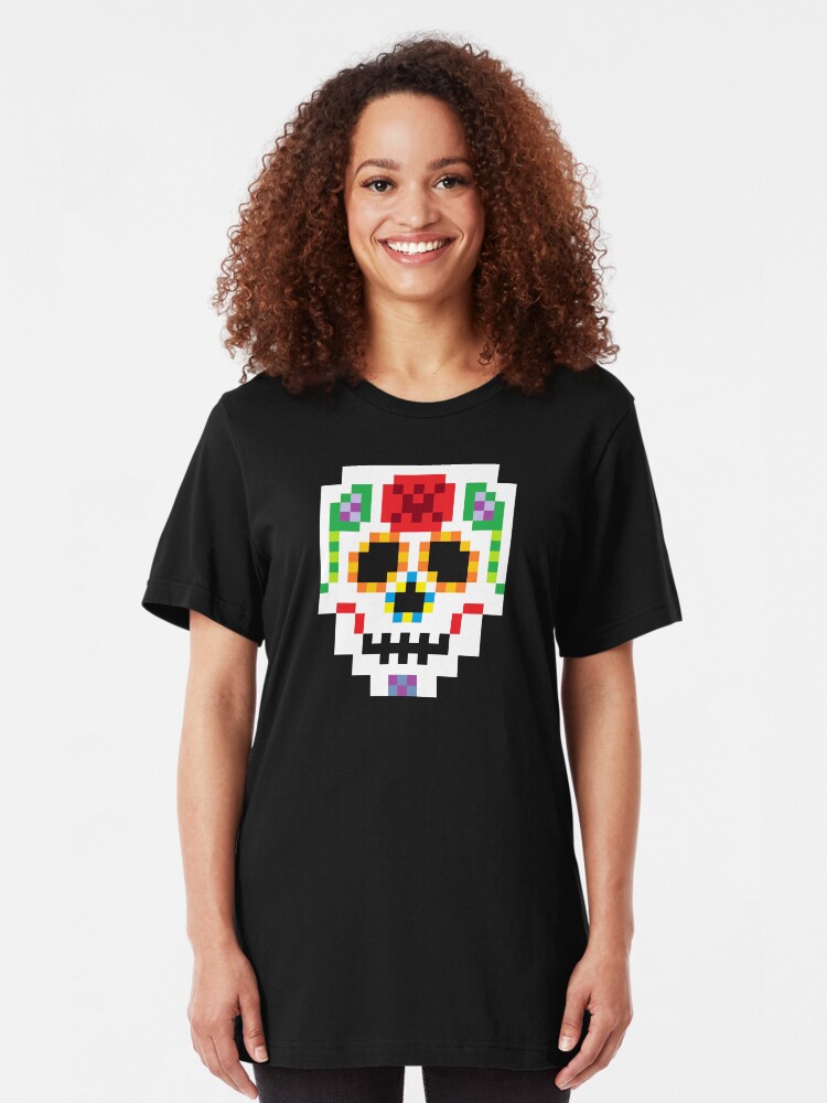 Alternate view of 8-Bit Sugar Skull Slim Fit T-Shirt