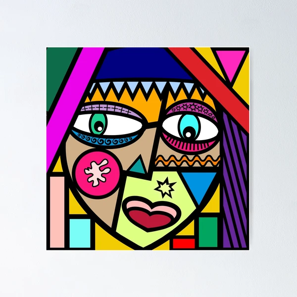 Funky Abstract Girl Art Face | Poster