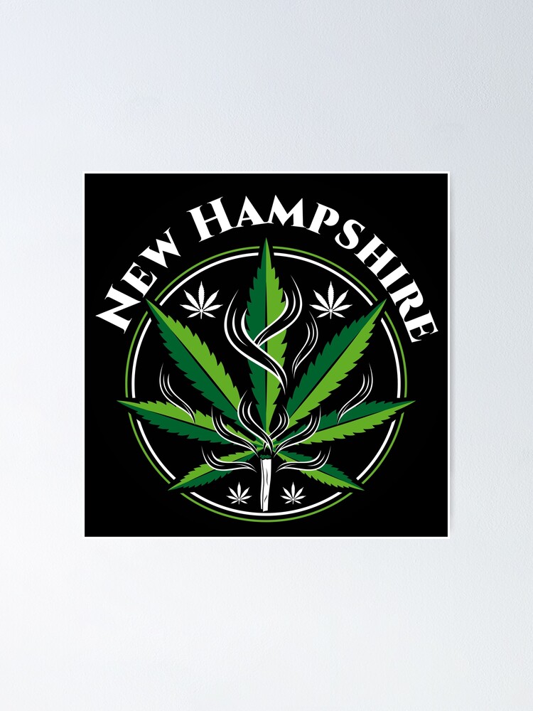 "USA New Hampshire Legal Cannabis Medical Weed Ganja Leaf Round Sticker