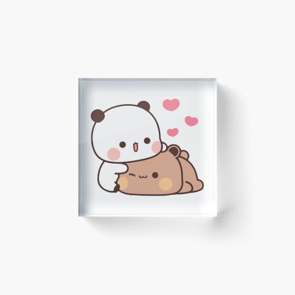 Panda And Brownie Bear Couple Acrylic Block