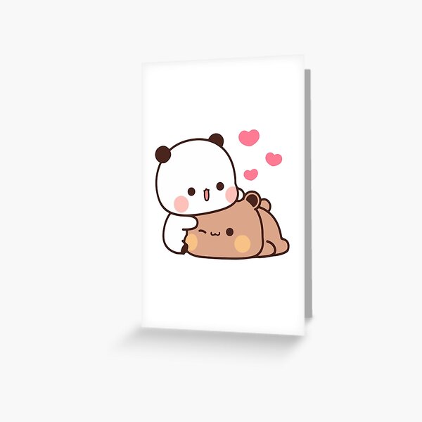 Panda And Brownie Bear Couple Greeting Card