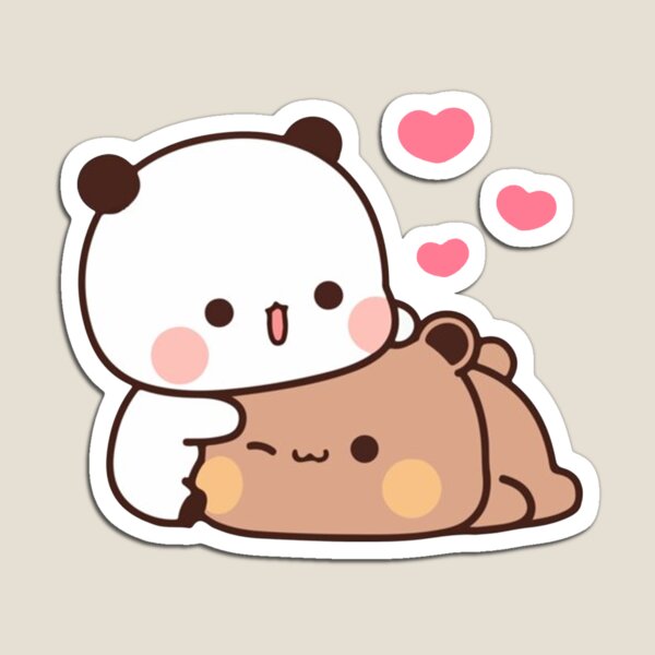 Panda And Brownie Bear Couple Magnet