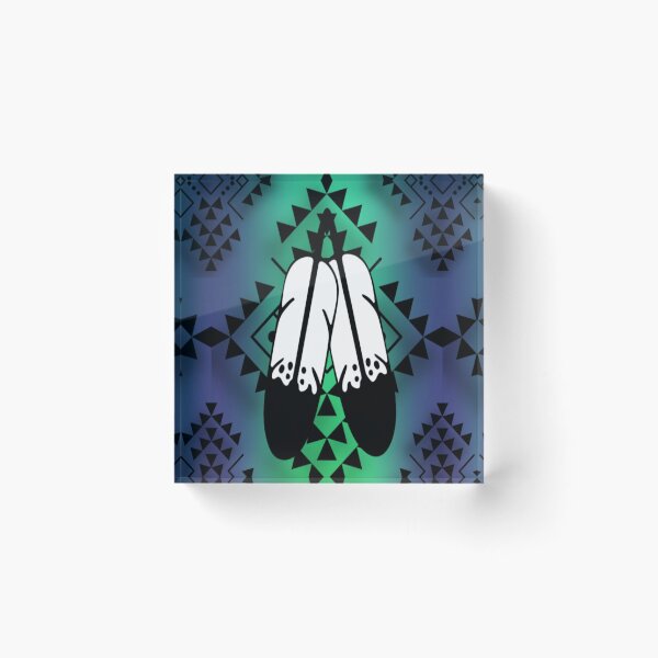 Item preview, Navy Blue / Lime Green / Black Gradient Double Feather Native Print designed and sold by JMWCD.