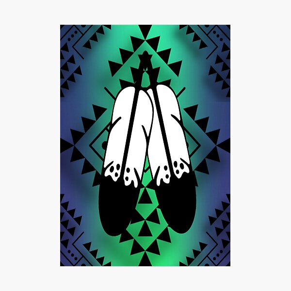 Item preview, Navy Blue / Lime Green / Black Gradient Double Feather Native Print designed and sold by JMWCD.