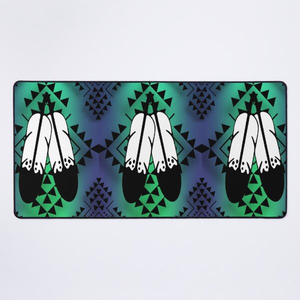 Item preview, Navy Blue / Lime Green / Black Gradient Double Feather Native Print designed and sold by JMWCD.