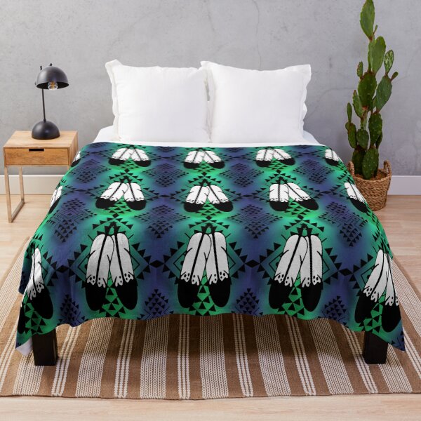 Item preview, Navy Blue / Lime Green / Black Gradient Double Feather Native Print designed and sold by JMWCD.