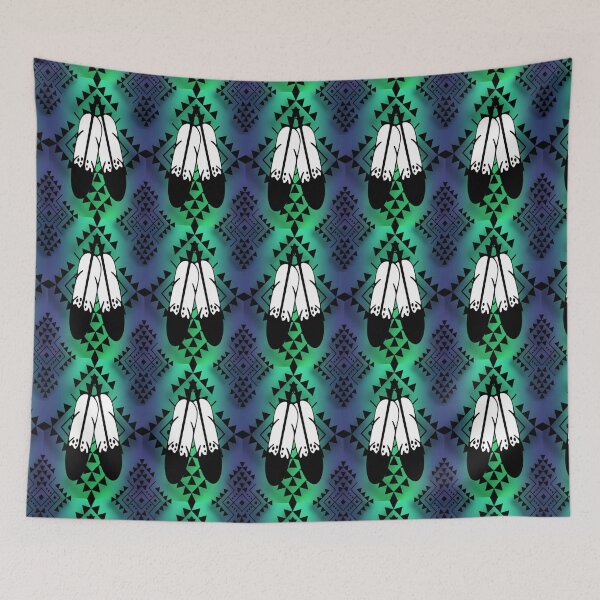 Item preview, Navy Blue / Lime Green / Black Gradient Double Feather Native Print designed and sold by JMWCD.